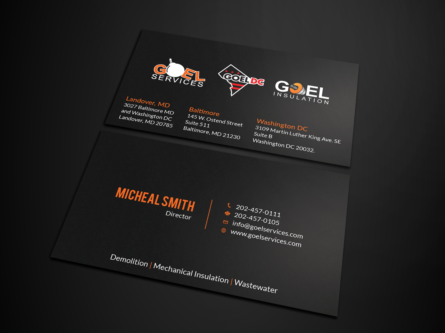 Business Card Design by Tripti Ranjan Gain for Goel Services, Inc | Design #21166381
