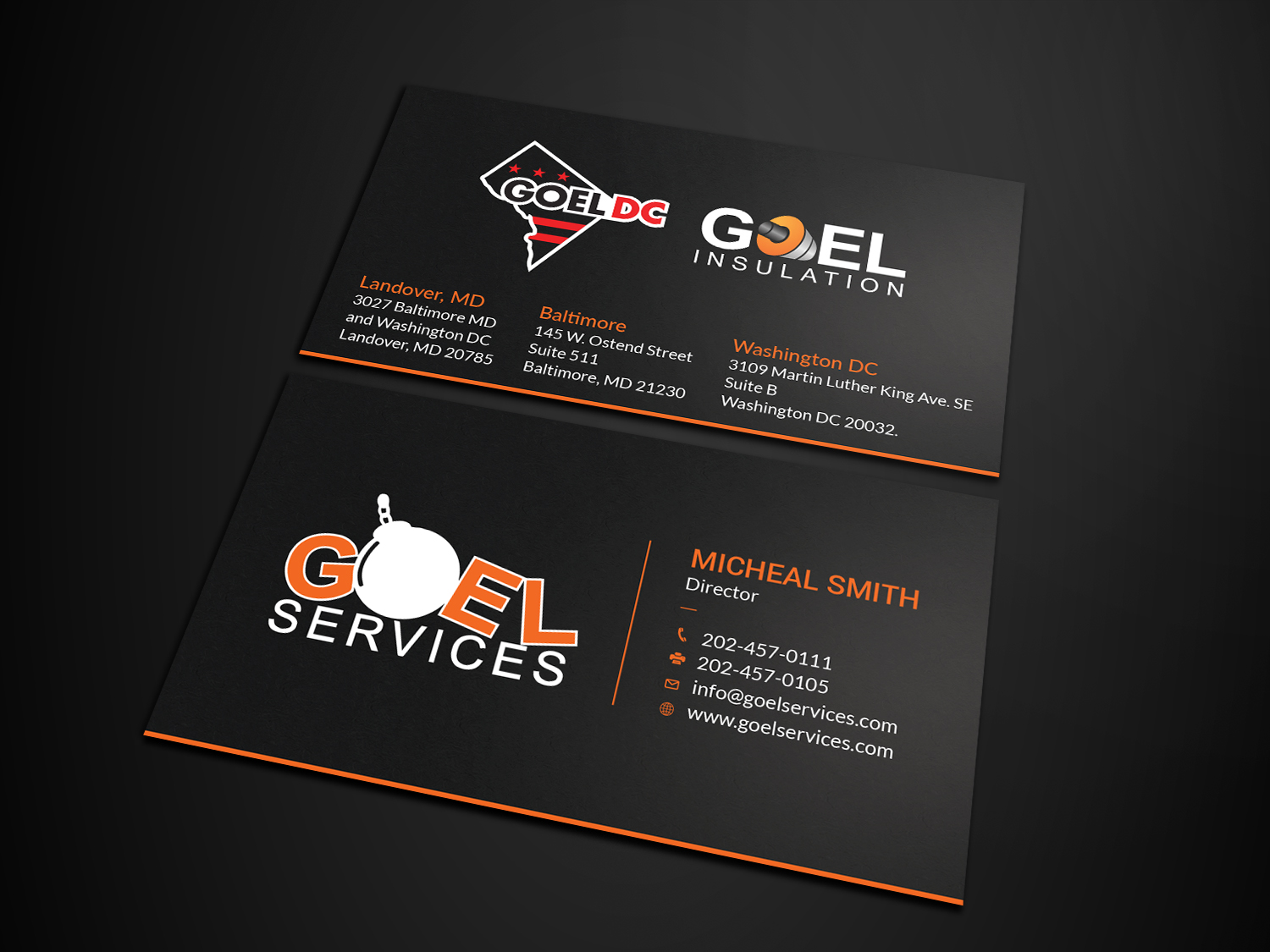 Visitenkarten-Design von Tripti Ranjan Gain für Goel Services, Inc | Design #21166383