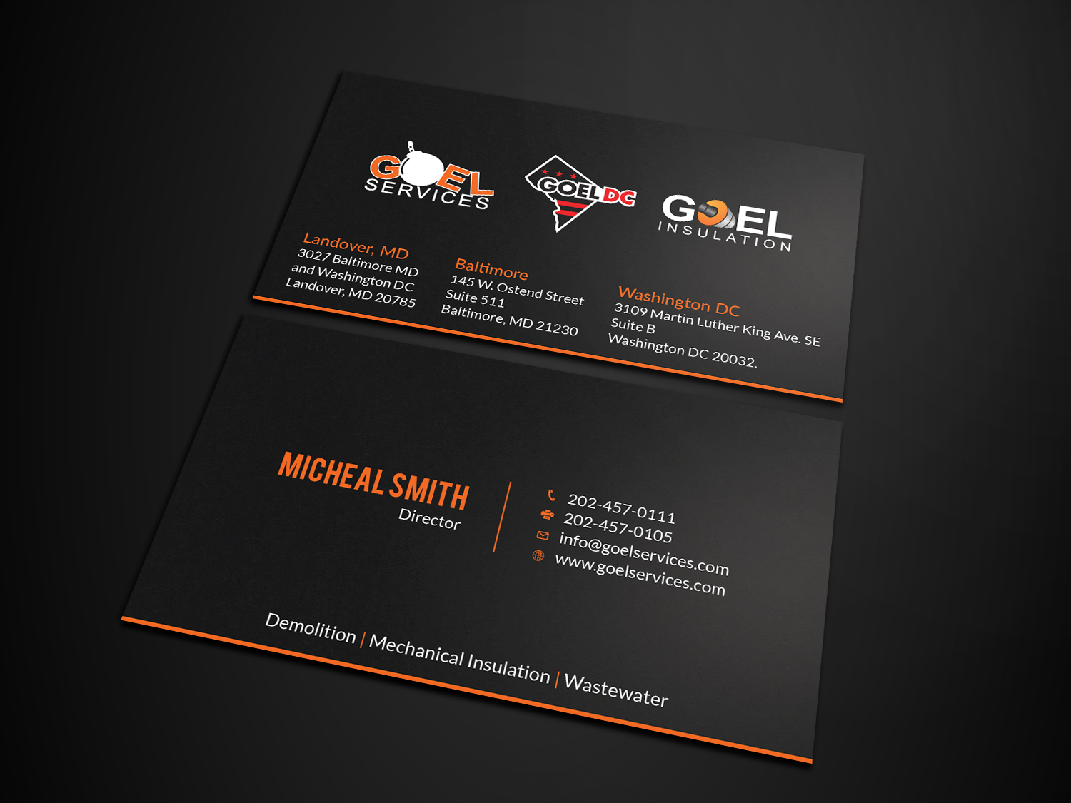 Diseño de Tarjeta de Presentación por Tripti Ranjan Gain para Goel Services, Inc | Diseño #21166388
