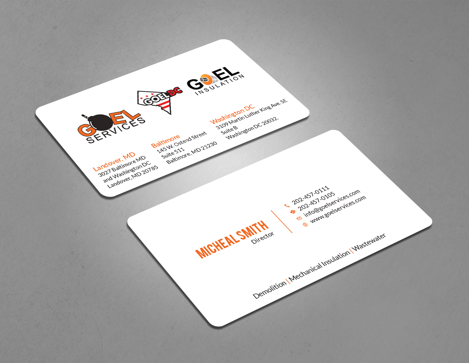 Business Card Design by Tripti Ranjan Gain for Goel Services, Inc | Design #21166389