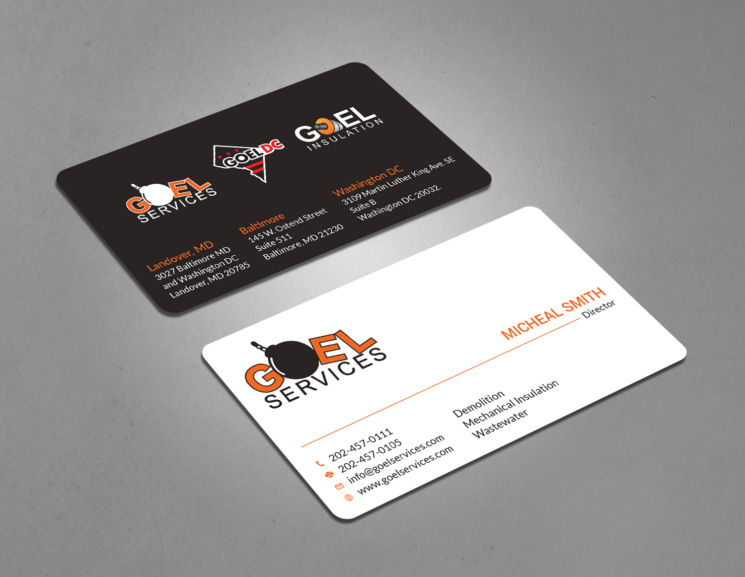 Business Card Design by Tripti Ranjan Gain for Goel Services, Inc | Design #21166399