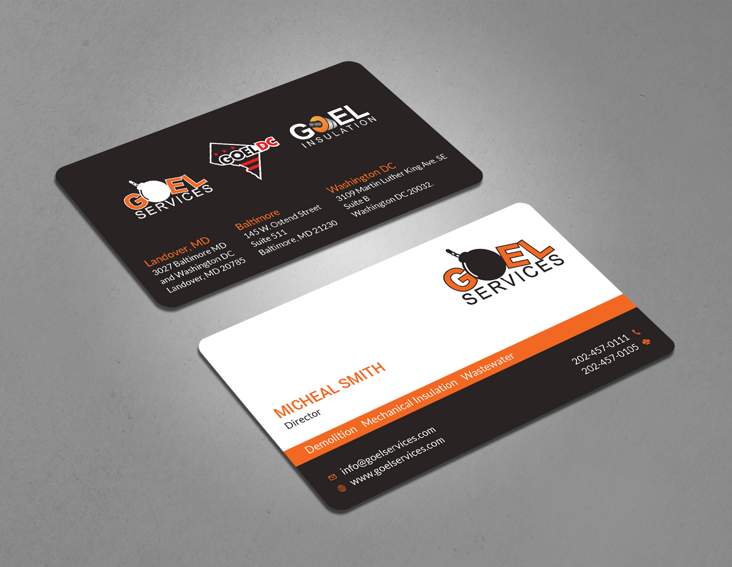 Diseño de Tarjeta de Presentación por Tripti Ranjan Gain para Goel Services, Inc | Diseño #21166400