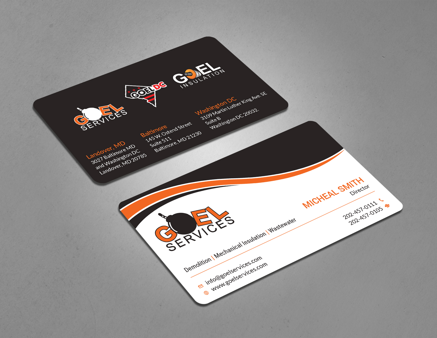 Diseño de Tarjeta de Presentación por Tripti Ranjan Gain para Goel Services, Inc | Diseño #21166401