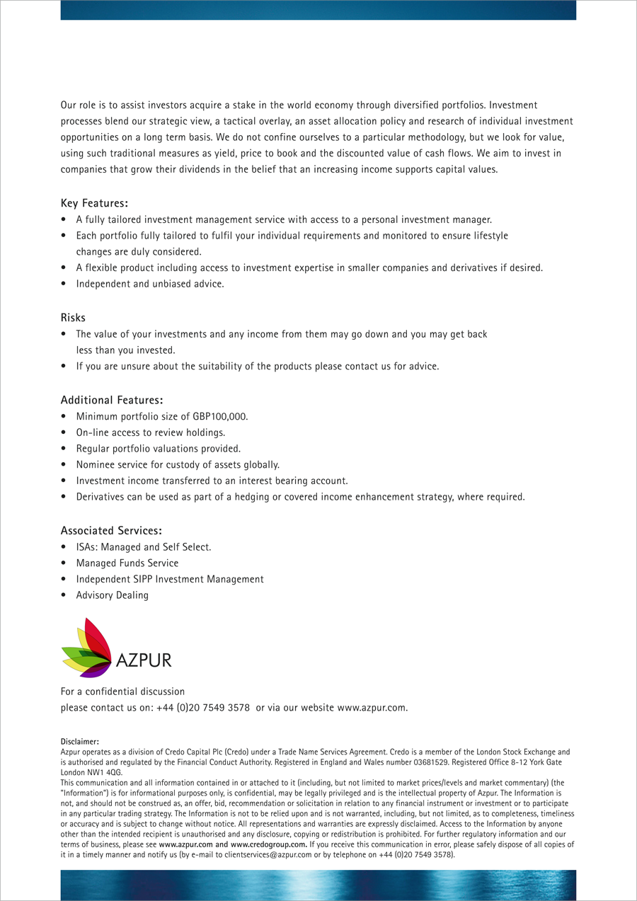 Design de Brochure par Craig Steel Design pour Azpur LLP | Design #2972192