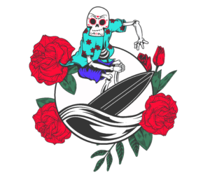 T-Shirt - ROSES team t-shirt (dia de los muertos beach surf) | Diseño de Camiseta por el_shekoo7