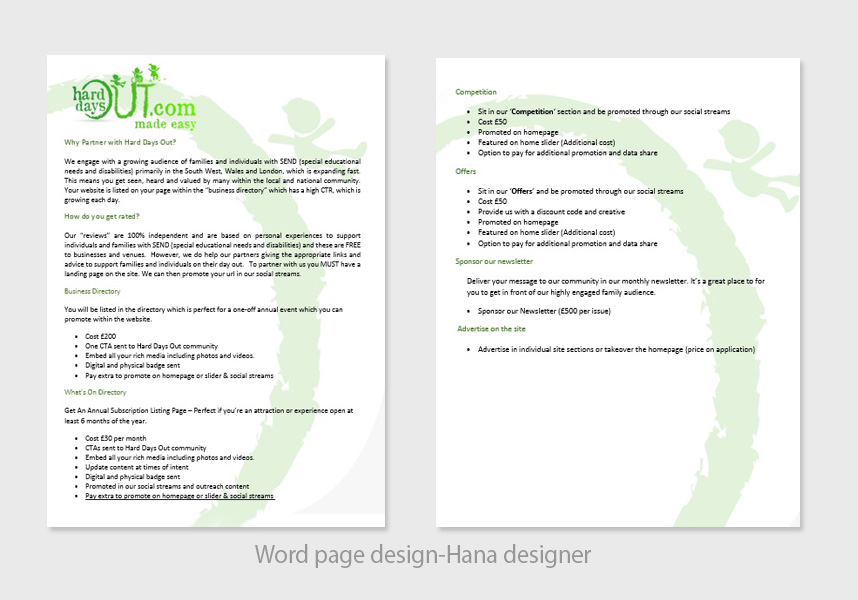 Word Template Design by Hana for www.harddaysout.com | Design #21249768