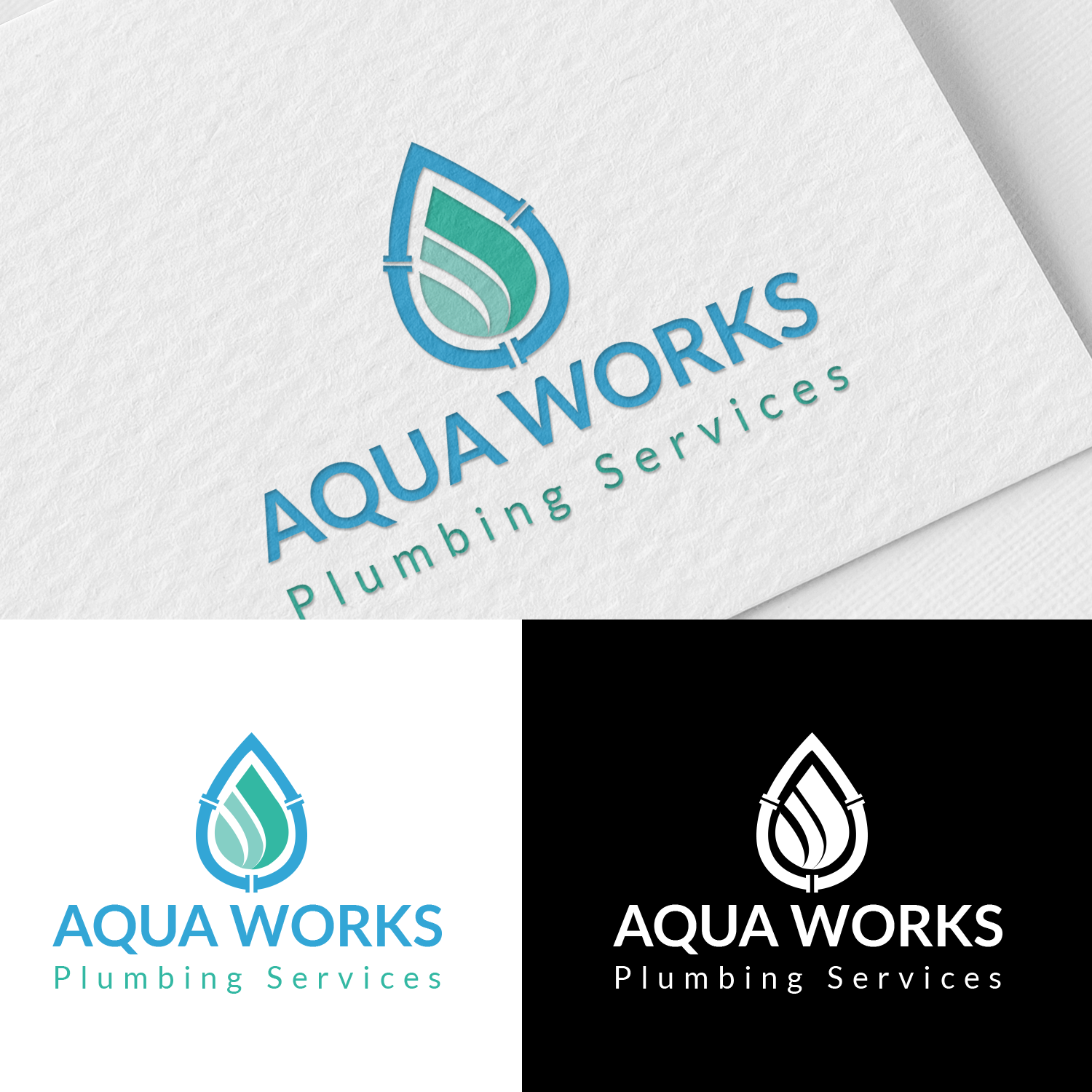 Logo Design by Kreative Keera for Aqua Works Plumbing Co. | Design #21179625