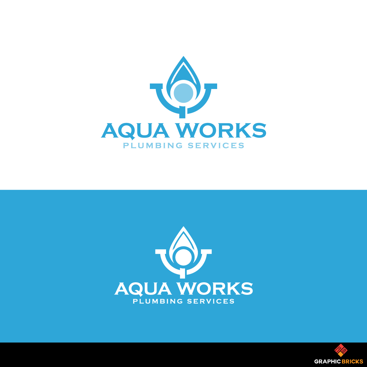 Logo Design by Graphic Bricks for Aqua Works Plumbing Co. | Design #21174367