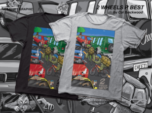 bike culture (turtles and snails on bikes overtaking rabbits and Chitas in cars) | Design de T-shirt par Col 3