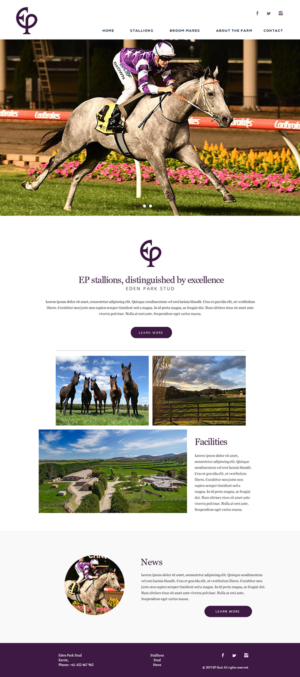 Eden Park Stud website | Web Design by Marta Sobczak 