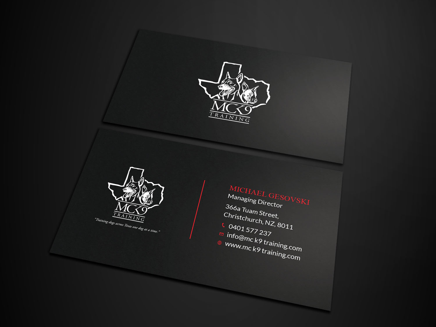 Visitenkarten-Design von Tripti Ranjan Gain für MC K9 Training | Design #21213115