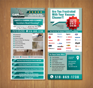 Products & Services Postcard For our Vacuum Repair Store & Carpet Cleaning Company | Diseño de Flyer por MNM