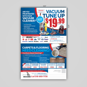 Products & Services Postcard For our Vacuum Repair Store & Carpet Cleaning Company | Design de Flyer par Mariyam Khan