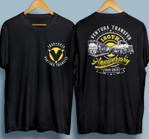 Trucking and Railroad transfer Company needs 150th Anniversary T-shirt. Need something cool not c... | Diseño de Camiseta por 99.degree