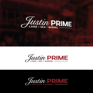 Justin Prime is the name under it can be anything such as, eat - drink - celebrate, steak - fish - barrel, land - sea - barrel, etc... | Diseño de Logo por ds | designstructure