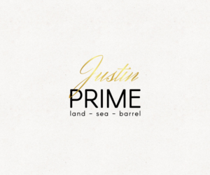 Justin Prime is the name under it can be anything such as, eat - drink - celebrate, steak - fish - barrel, land - sea - barrel, etc... | Logo Design by 91.kremena.petrova