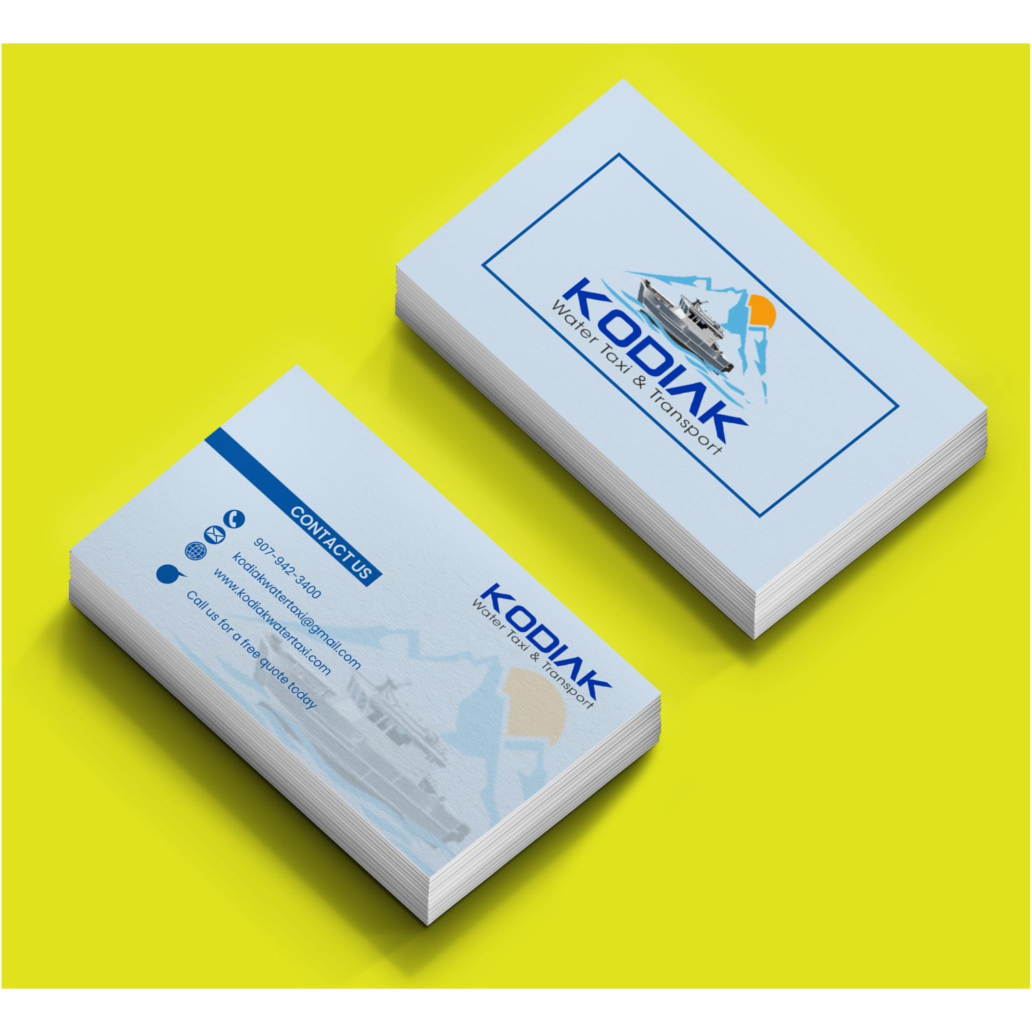 Business Card Design by orlaslim for Kodiak Water Taxi and Transport | Design #21301946