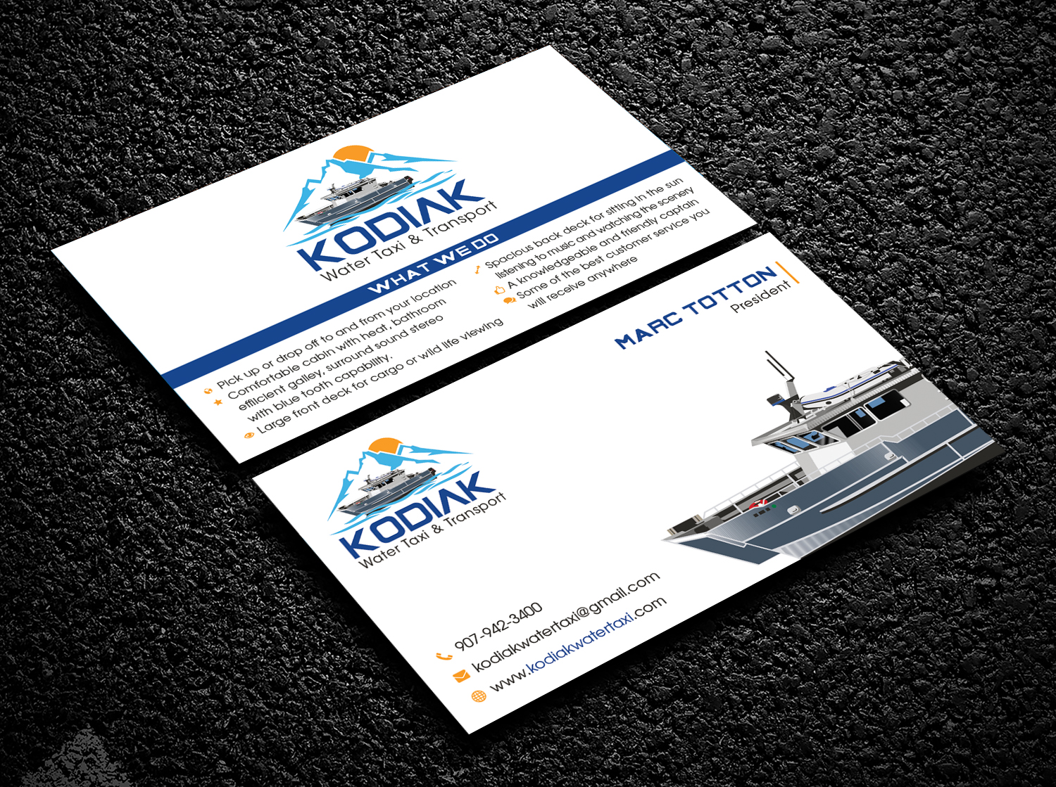 Diseño de Tarjeta de Presentación por Bold Pixels para Kodiak Water Taxi and Transport | Diseño #21276094