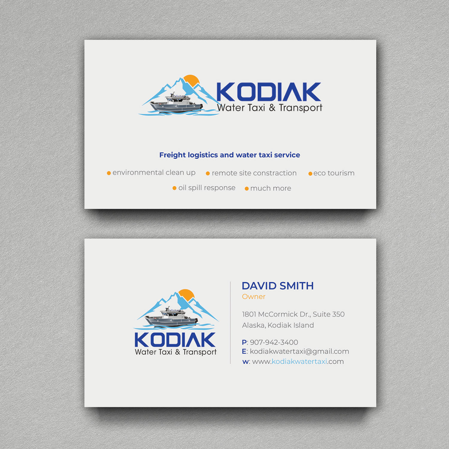 Business Card Design by Srabon55014 for Kodiak Water Taxi and Transport | Design #21278390