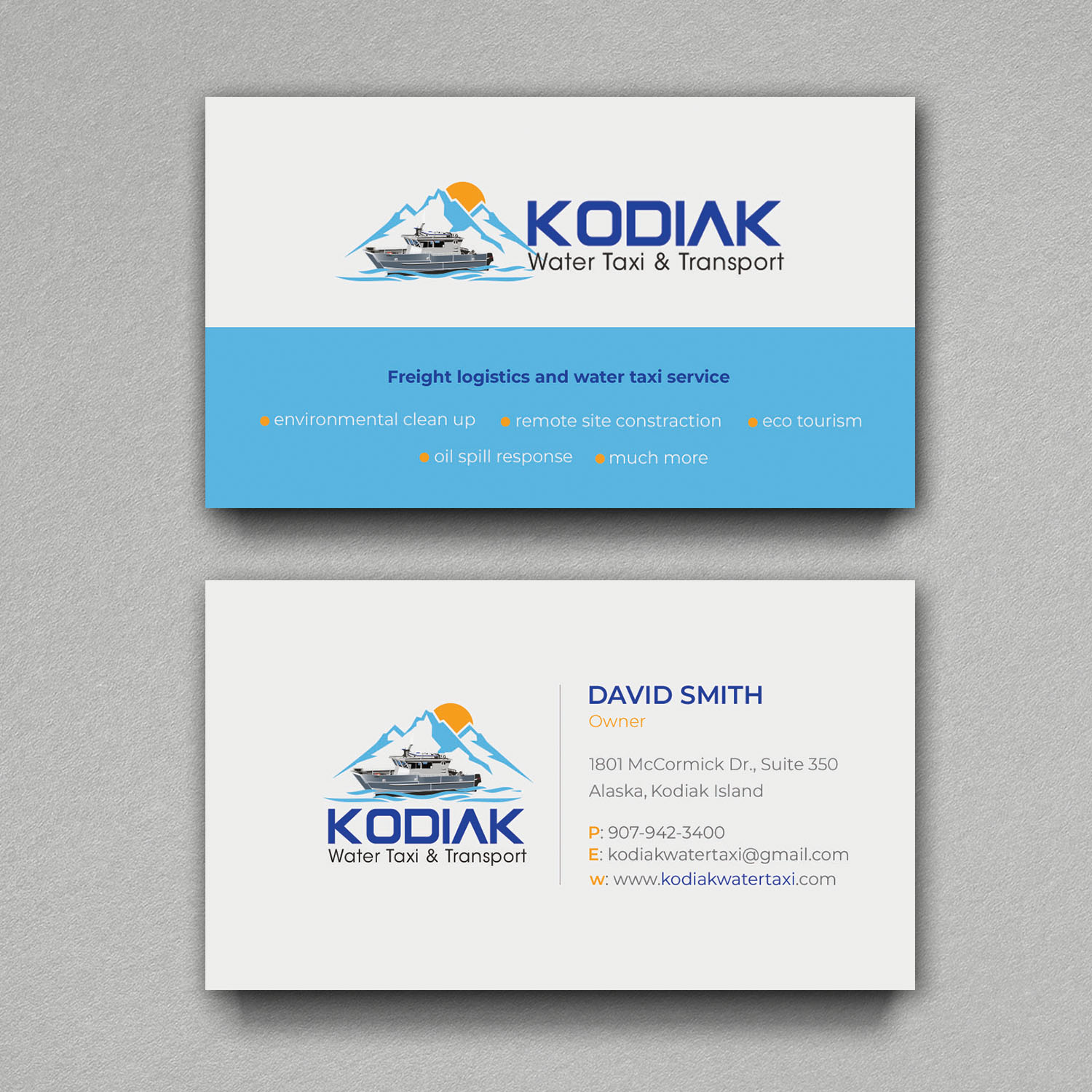 Business Card Design by Srabon55014 for Kodiak Water Taxi and Transport | Design #21278441