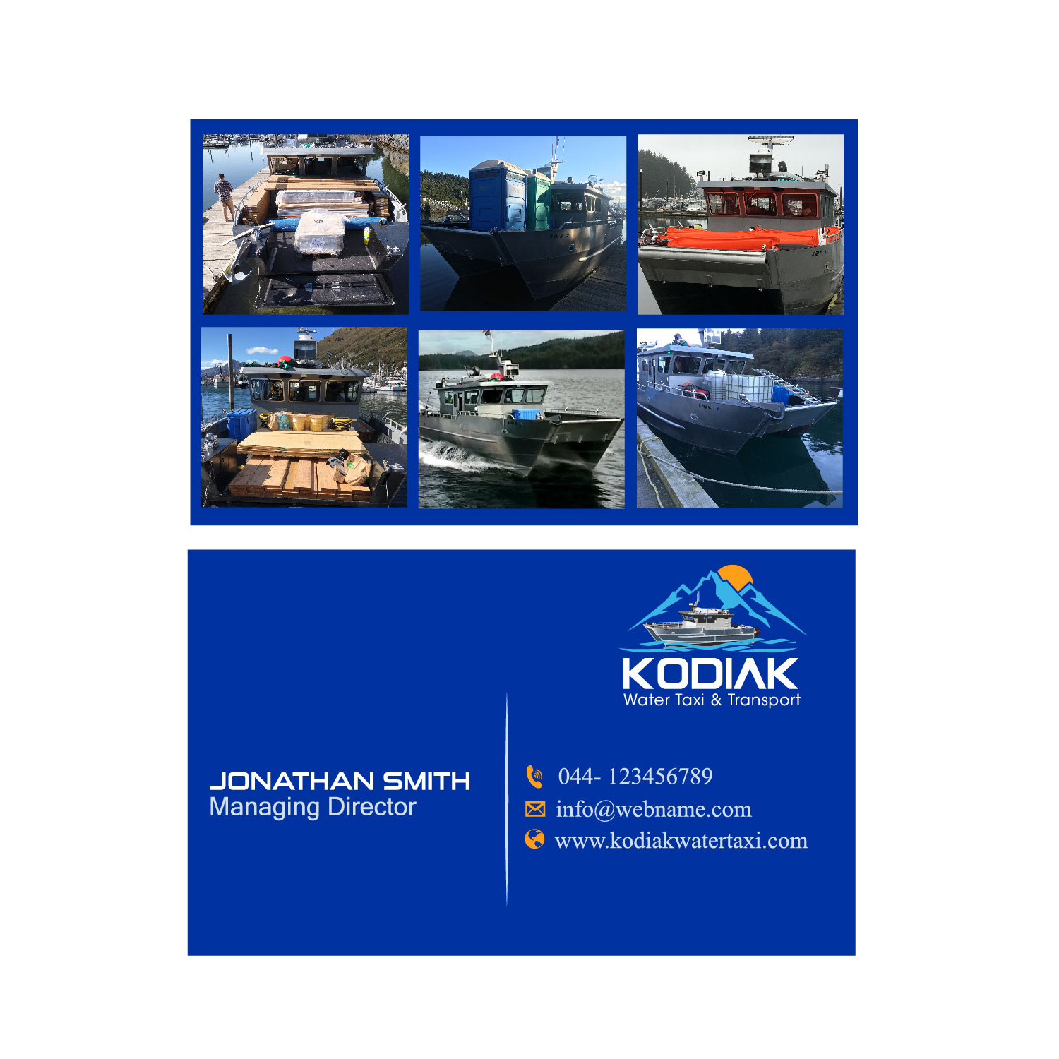 Business Card Design by R+A2 for Kodiak Water Taxi and Transport | Design #21314640