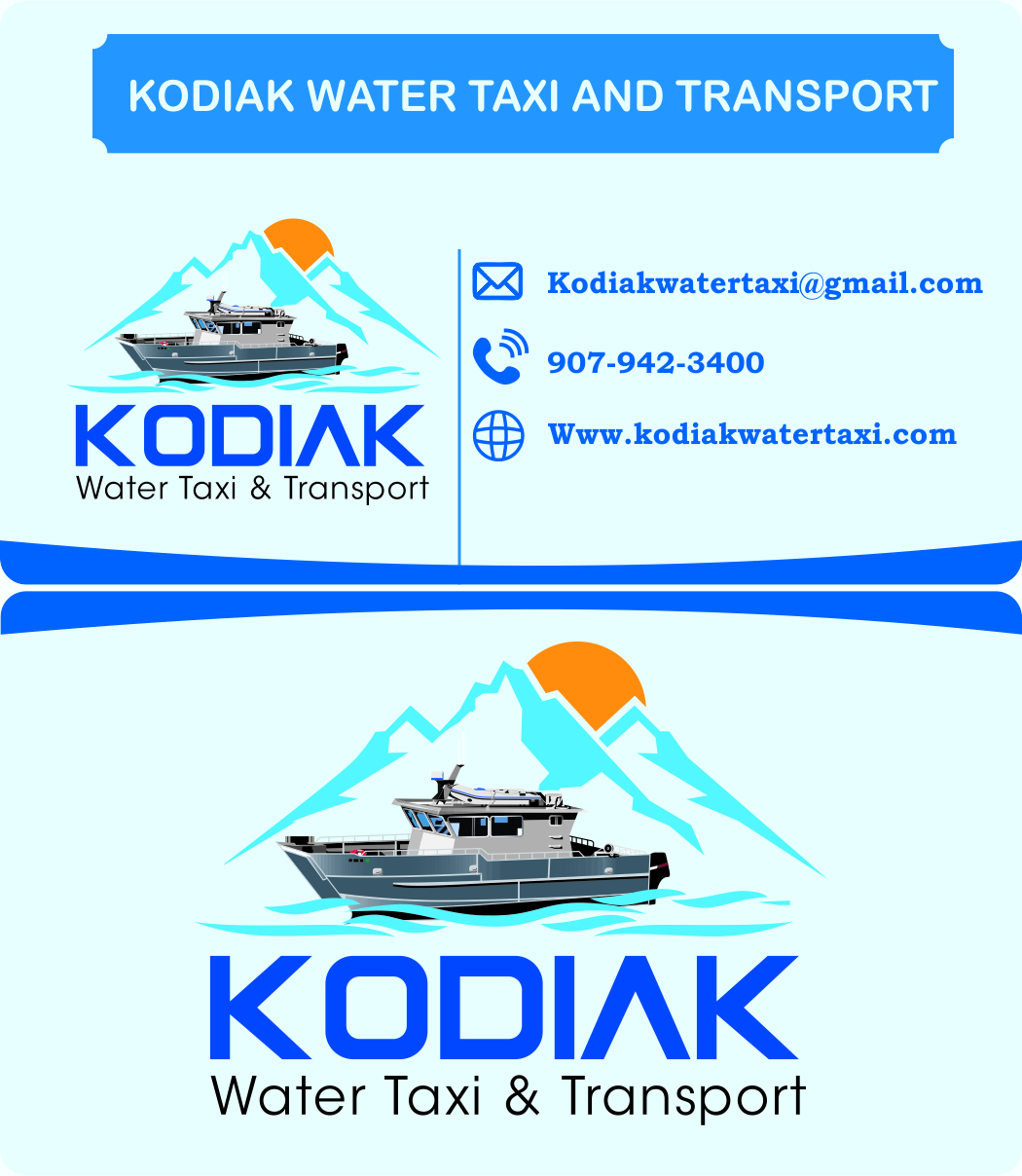 Business Card Design by Kipkemoi for Kodiak Water Taxi and Transport | Design #21299576