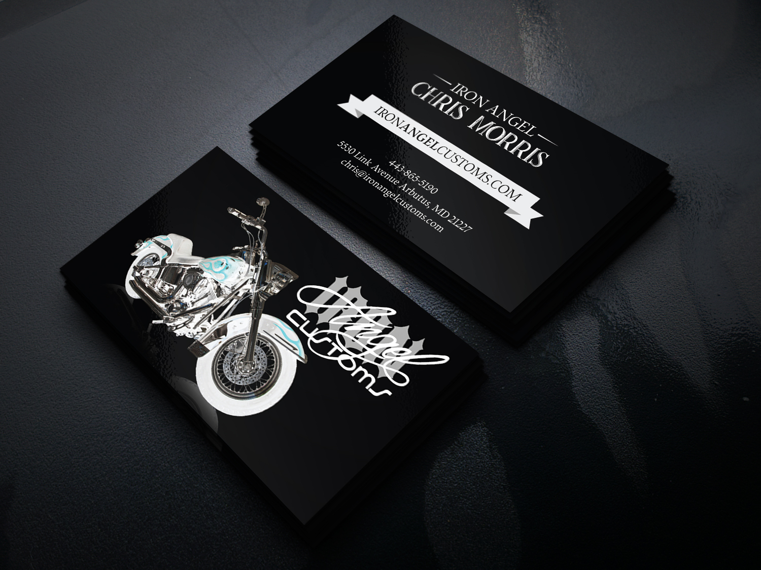 Business Card Design by JK18 for IRON ANGEL CUSTOMS INC | Design #21307393