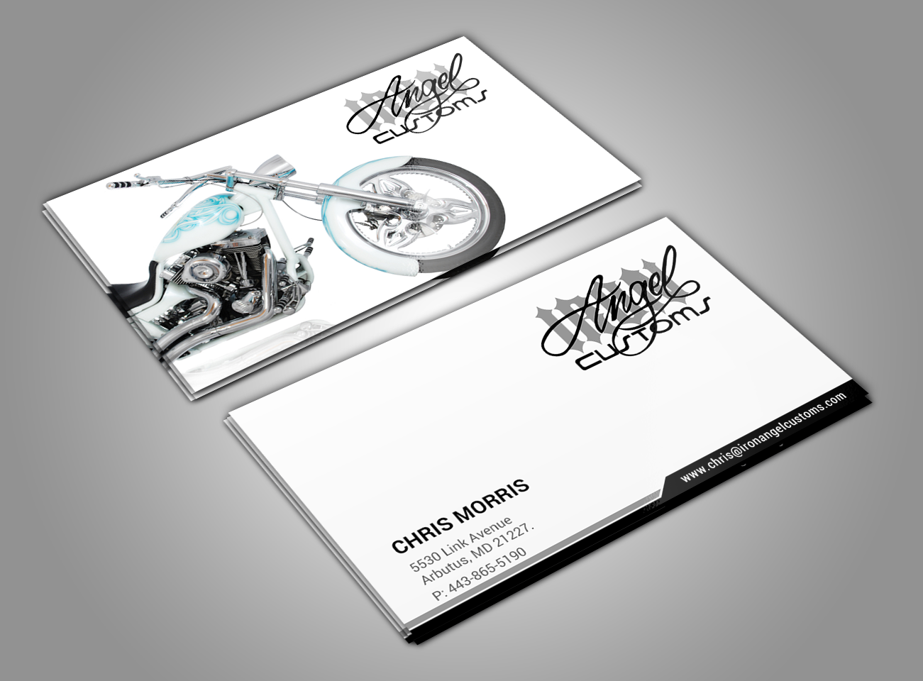 Business Card Design by chandrayaan.creative for IRON ANGEL CUSTOMS INC | Design #21309779