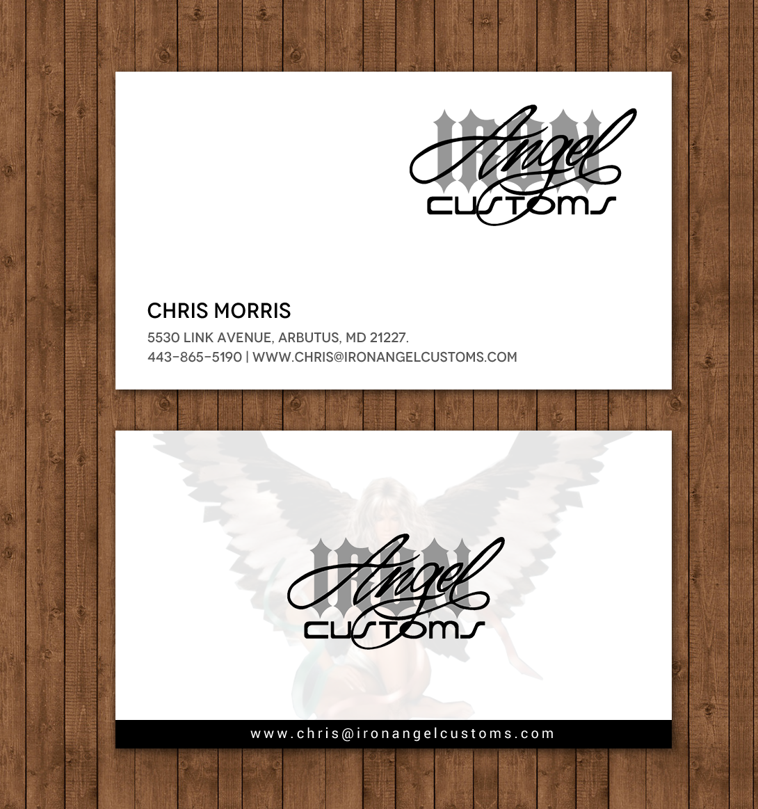 Business Card Design by chandrayaan.creative for IRON ANGEL CUSTOMS INC | Design #21310850