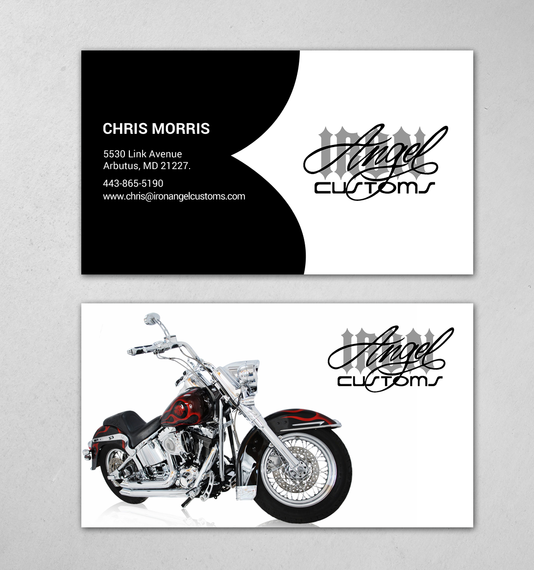 Business Card Design by chandrayaan.creative for IRON ANGEL CUSTOMS INC | Design #21310851