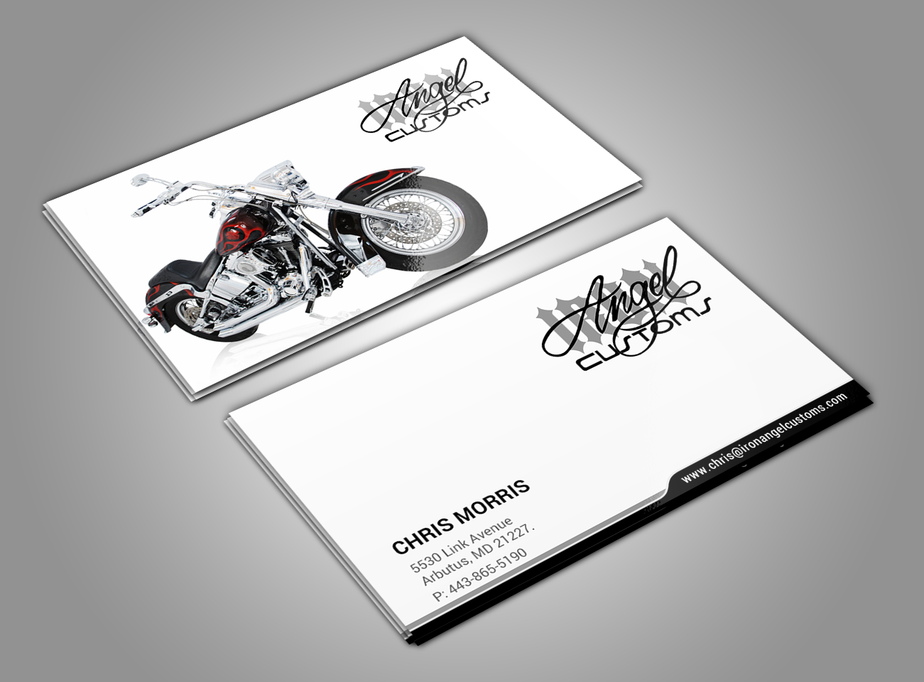 Business Card Design by chandrayaan.creative for IRON ANGEL CUSTOMS INC | Design #21310853