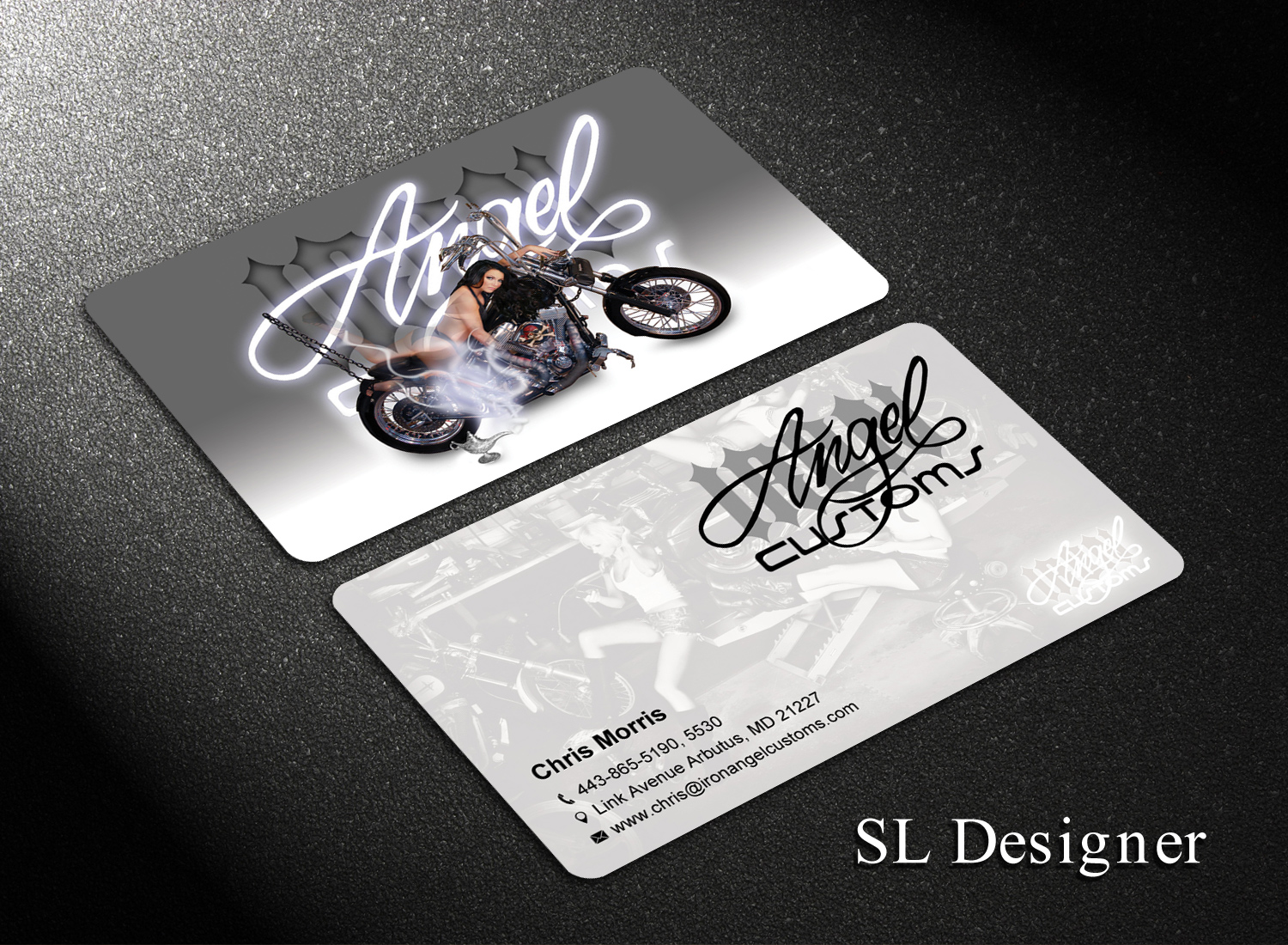 Business Card Design by SL Designer for IRON ANGEL CUSTOMS INC | Design #21311818