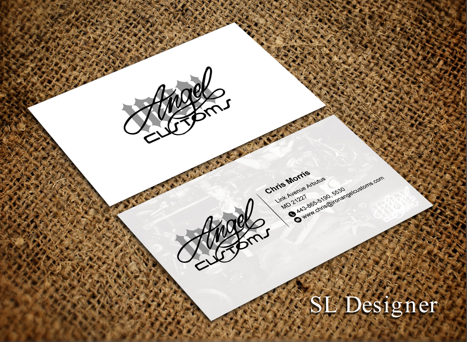 Business Card Design by SL Designer for IRON ANGEL CUSTOMS INC | Design #21311821