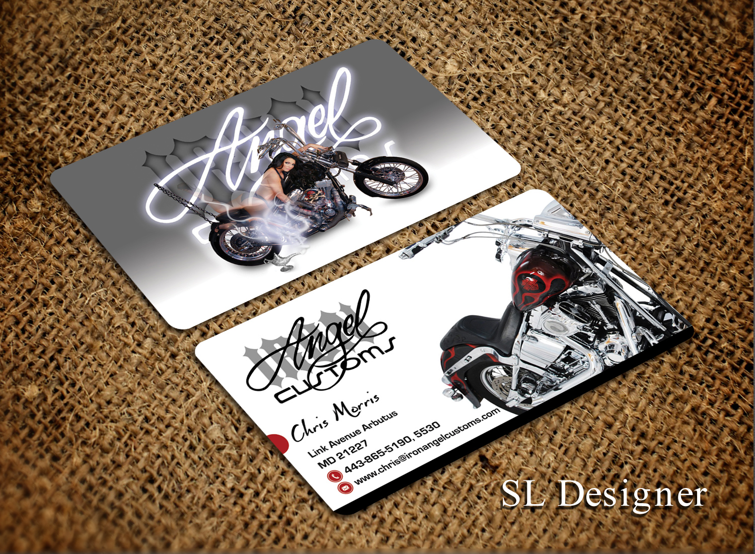 Business Card Design by SL Designer for IRON ANGEL CUSTOMS INC | Design #21315850