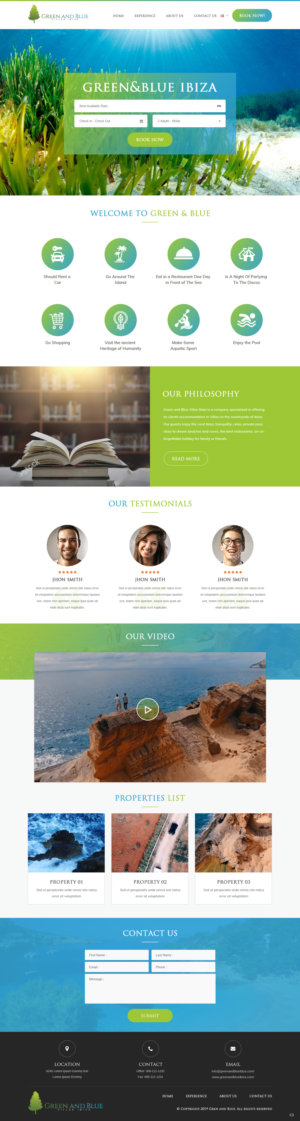 Diseño Wordpress por pb para GREEN AND BLUE VILLAS IBIZA SL | Diseño #21622502