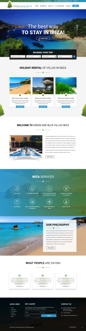 Wordpress Design by pb for GREEN AND BLUE VILLAS IBIZA SL | Design: #21622503