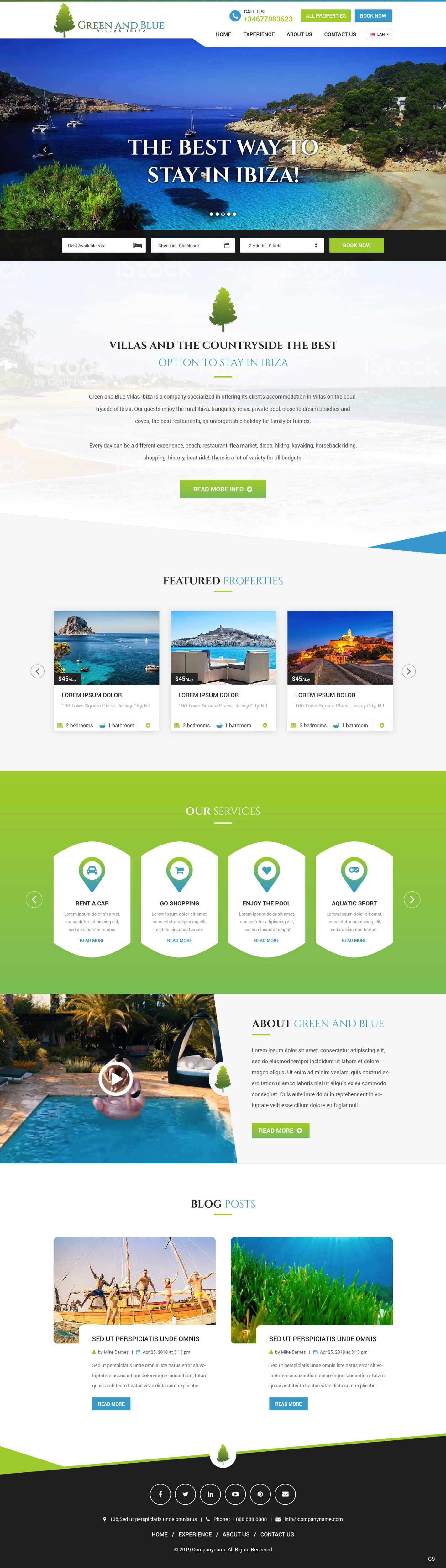 Wordpress Design by pb for GREEN AND BLUE VILLAS IBIZA SL | Design #21622504