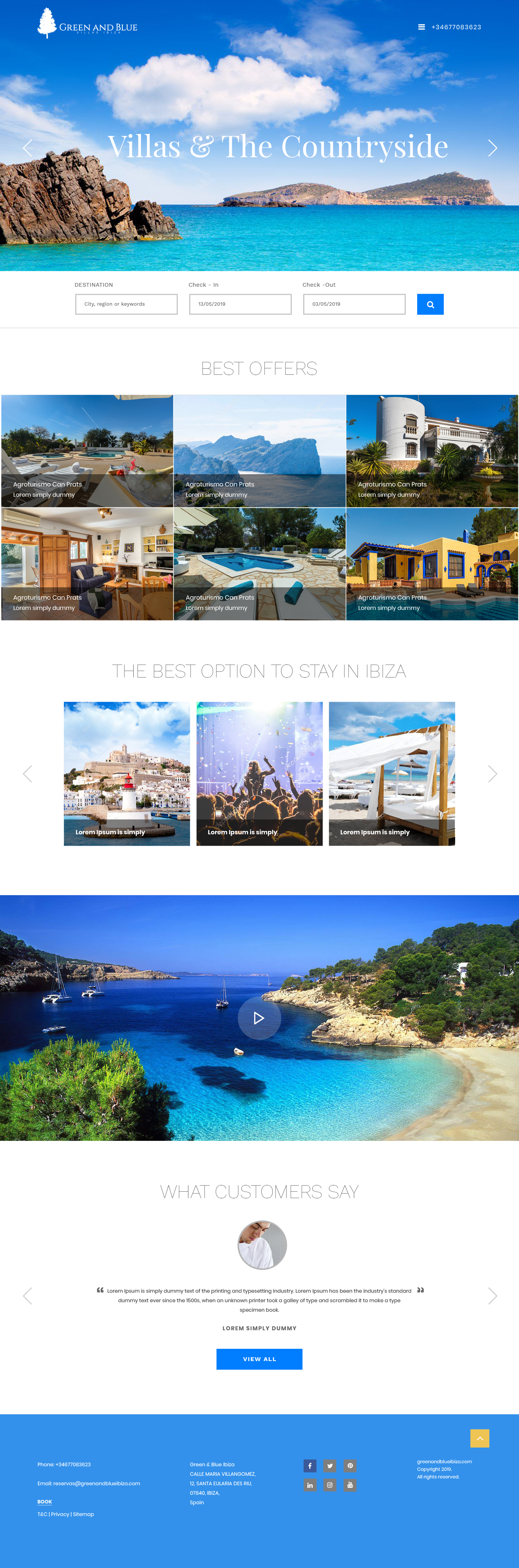Wordpress Design by Sujit Banerjee for GREEN AND BLUE VILLAS IBIZA SL | Design #21653439