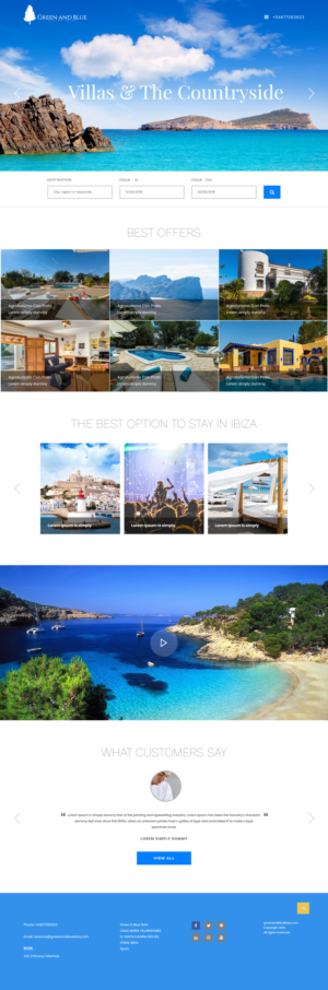 Wordpress Design by Sujit Banerjee for GREEN AND BLUE VILLAS IBIZA SL | Design: #21653439