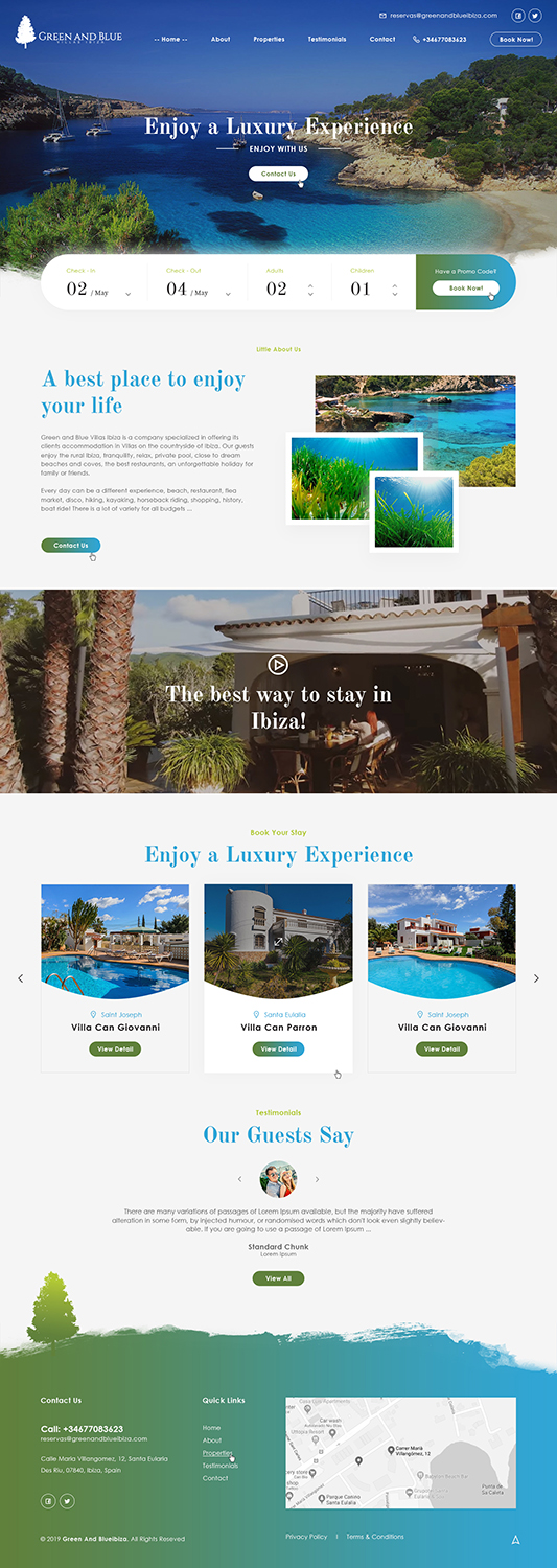 Wordpress Design by Ved Web Services for GREEN AND BLUE VILLAS IBIZA SL | Design #21625125