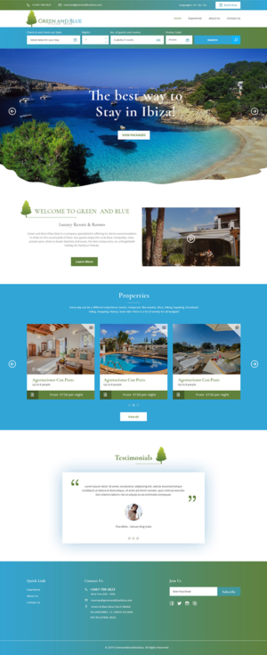 Diseño Wordpress por Ved Web Services para GREEN AND BLUE VILLAS IBIZA SL | Diseño #21625126