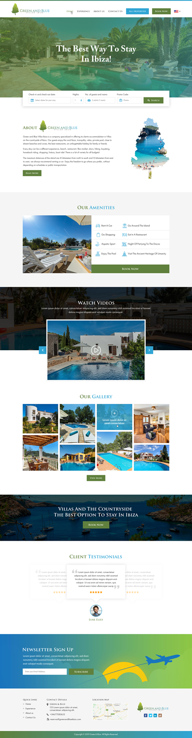 Wordpress Design by Creative Design for GREEN AND BLUE VILLAS IBIZA SL | Design #21648788