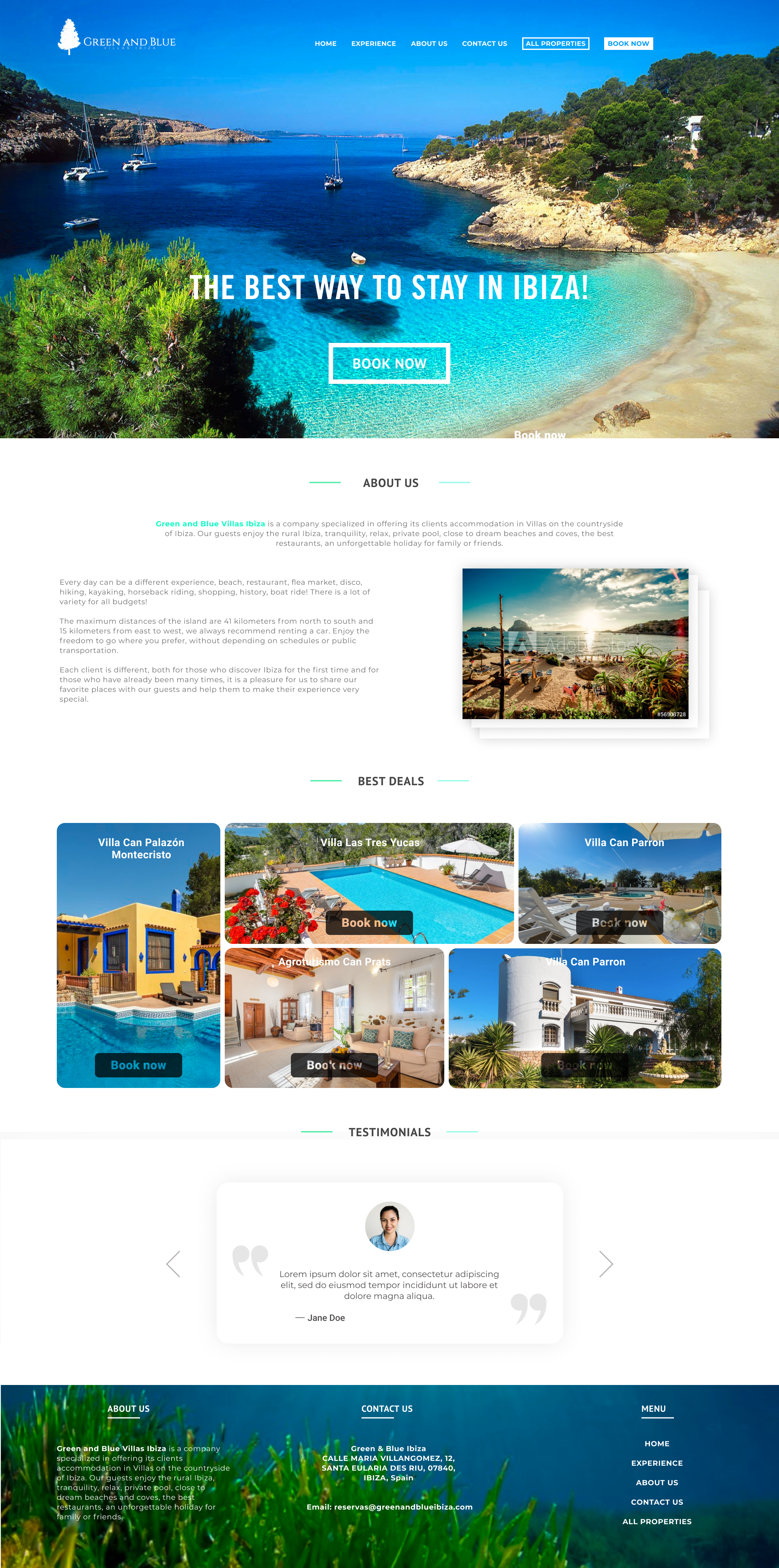 Wordpress Design by enren for GREEN AND BLUE VILLAS IBIZA SL | Design #21668485