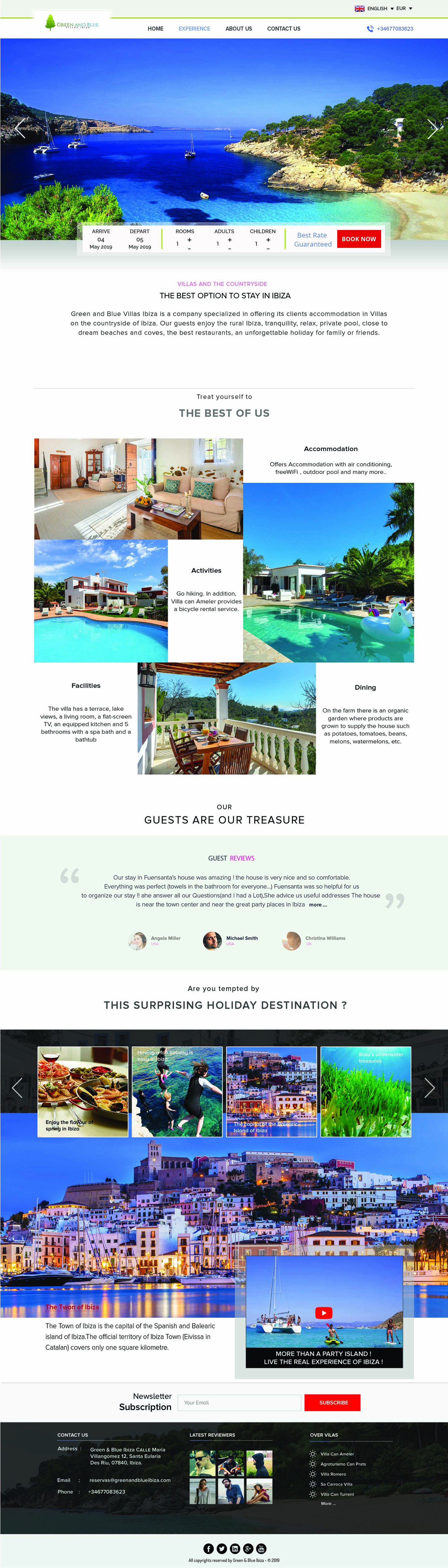 WordPress-Design von Lions Creation für GREEN AND BLUE VILLAS IBIZA SL | Design #21657236