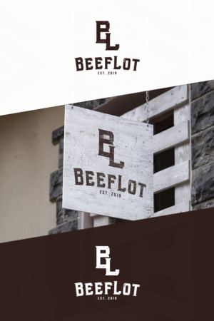 BL(conjoined like a brand that is used on cattle)  then  add BeefLot | Logo Design by GBDESIGN