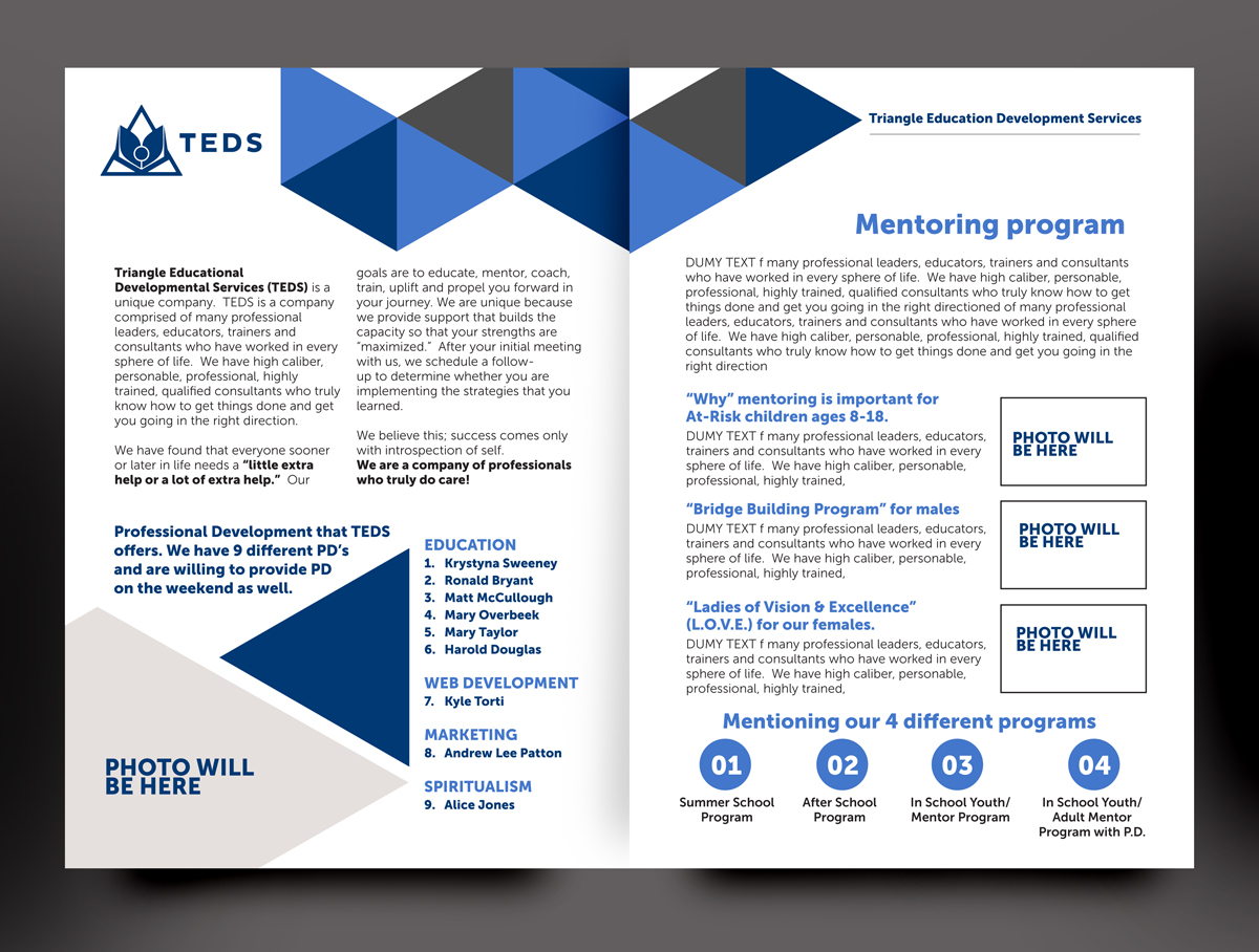 Brochure Design by rkailas for Triangle Educational Developmental Services | Design #21339673
