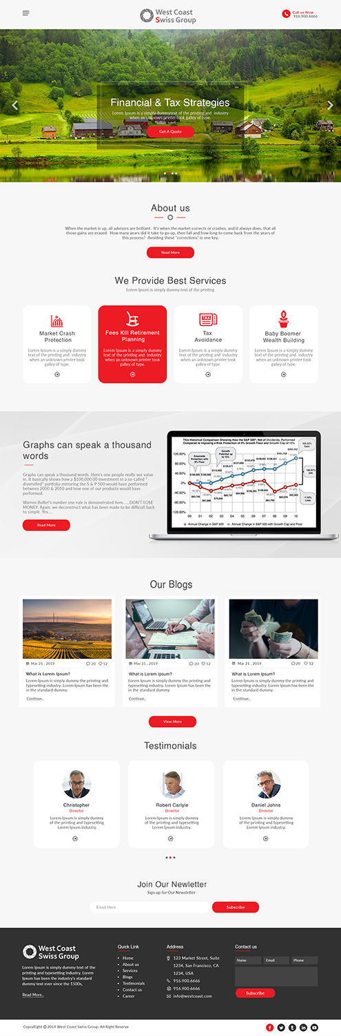 Web Design by bdesigner9 for West Coast Swiss Group | Design #21320577