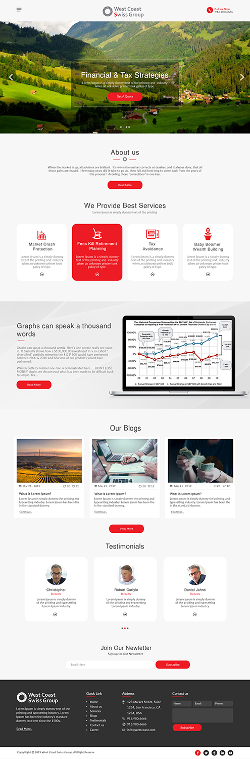 Web Design by bdesigner9 for West Coast Swiss Group | Design #21320578