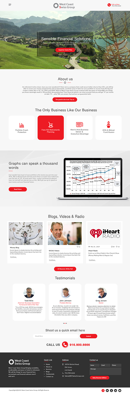 Web Design by bdesigner9 for West Coast Swiss Group | Design #21338562