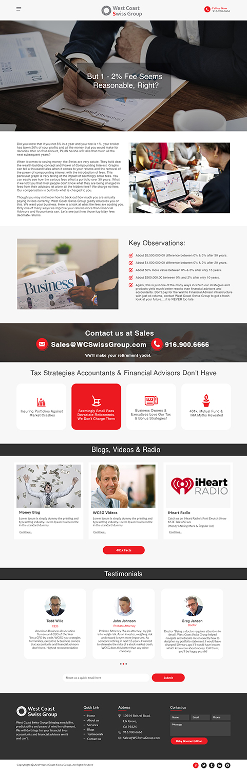 Diseño Web por bdesigner9 para West Coast Swiss Group | Diseño #21365408